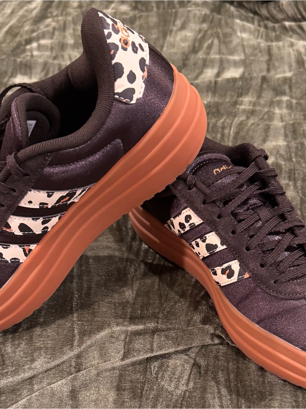 Black and Brown Platform Sneakers with Leopard Accents